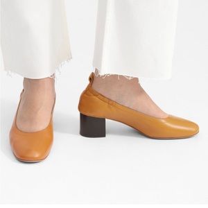 New Everlane Day Heels Leather Honey Yellow